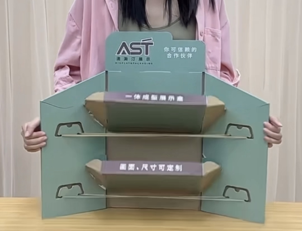 「呼吸」の段ボールディスプレイスタンド：3秒で展開されて、ストレージはスペースを占有しません