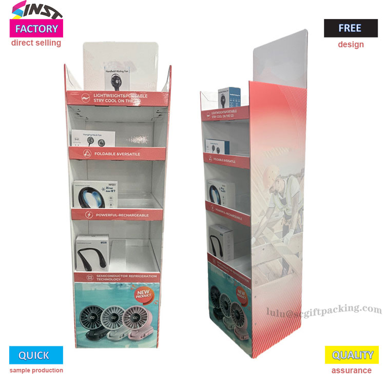 扇風機の段ボール製ディスプレイスタンドで扇風機を目立たせるにはどうすればよいですか?